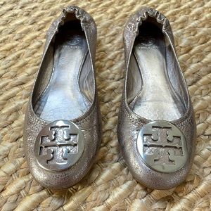 Tory Burch Silver Ballet Flats, size 9